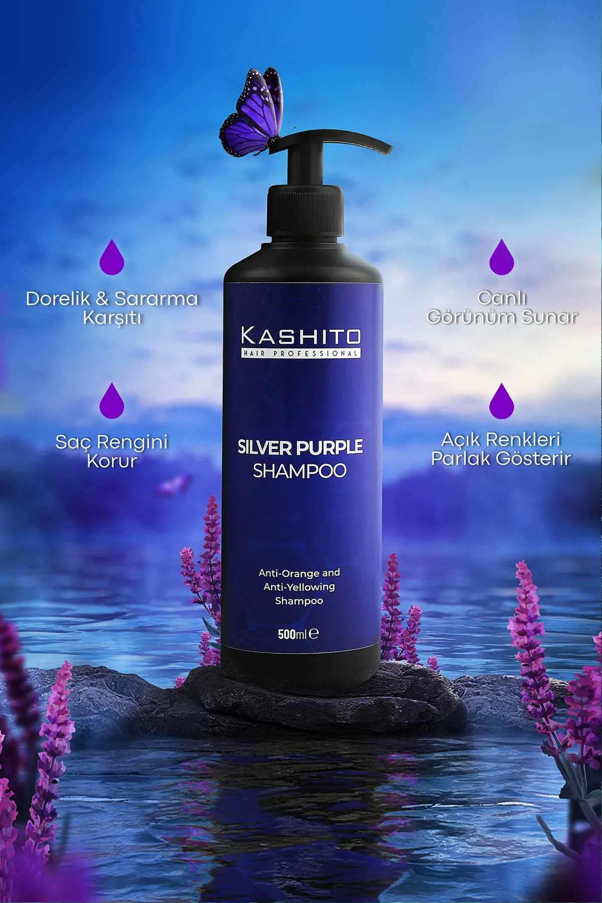 KASHİTO Silver Şampuan Silver Purple Şampuan Dorelik Ve Sararma Önleyici 500ml